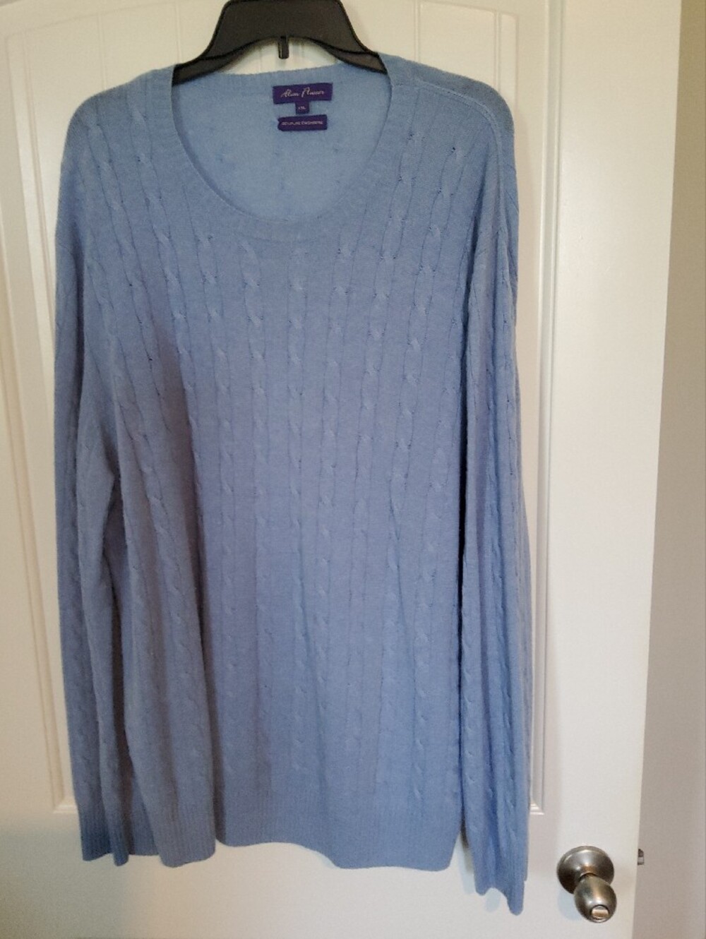 Alan Flusser Pale Blue Cable-Knit Cashmere Sweater